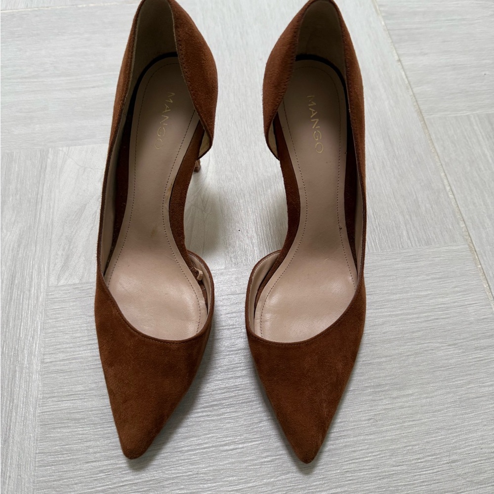 Mango Dorsey pump Brown faux Suede Heels